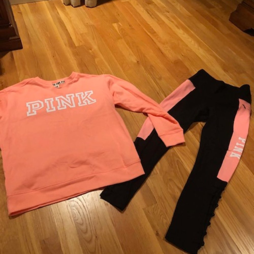 Womens PINK Sweatshirt & Yoga Pants Size SMALL